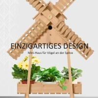 Outsunny Pflanzentreppe Windmühle Blumenständer Bambusblumenregal Garten Holz Natur 80 x 44 x 154 cm(m-7)