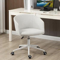 Vinsetto Silla de Oficina Giratoria Acolchada Tejido de Lino Altura Ajustable con Reposabrazos y 56x56x72-82 cm Gris Claro(m-2)