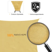 Outsunny Toldo Vela Triangular 4x4x4 m Vela de Sombra para Jardín Patio Terraza HDPE Anti UV y Transpirable Color Arena(m-6)