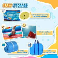 Outsunny Kids Inflatable Bouncy Castle Water Slide 6 in 1 Bounce House Jumping Castle Water Pool Gun Climbing Wall Basketball Hoop with Air Blower for Summer Playland(m-8)