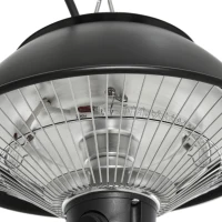 Outsunny 600W Electric Heater Ceiling Hanging Halogen Light with Adjustable Hook Chain Black Aluminium Frame(m-9)