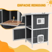 PawHut Katzenhaus Katzenhütte Katzenhöhle, Outdoor, wetterbeständig, 60 x 60 x 90, 5 cm, Grau + Weiß(m-7)