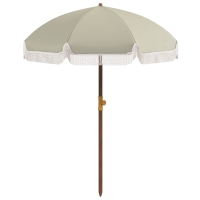 Outsunny Parasol de plage parasol d'extérieur rond parasol à frange protection UV 40 + avec 8 baleines vert