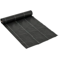 Outsunny Telo Pacciamatura 50x2m 100g/m² Telo Anti Erbacce Telo Nero per Orto, Serra, Giardino Drenante e Traspirante con Quadrettatura(m-10)