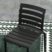 Outsunny Set da Giardino con Tavolo e 4 Sedie Impilabili in Acciaio e Doghe in Plastica, Nero(m-8)