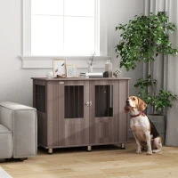 PawHut Dog Crate Table for Medium and Large Dogs with Magnetic Door for Indoor Use, 95 x 55 x 75 cm, Purple(m-10)