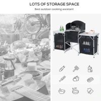 Outsunny Multi-Storage Portable Camping Kitchen, with Heat-Resistant Tabletops and Bag(m-4)