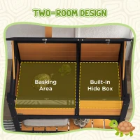 PawHut Wooden Tortoise House, with Shelter, Run, Shelf, Lamp Holder, Tray, Yellow(m-4)