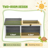 PawHut Wooden Tortoise House, Small Pet Reptile Shelter, with Hide Den and Run - Grey(m-4)