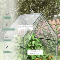 Outsunny Invernadero de Terraza con 2 Puertas con Cremallera Anti-UV para Cultivo de Plantas Flores 90x90x145 cm Transparente(m-5)