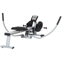 HOMCOM Vogatore a 12 Resistenze con Monitor Digitale e Struttura in Alluminio, Acciaio e ABS, 160x61x50 cm(m-10)