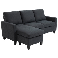 HOMCOM Ecksofa, Couchgarnitur, mit wendbarer Chaiselongue, 197 x 139 x 91cm, dunkelgrau