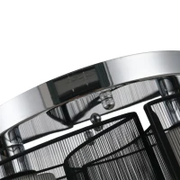 HOMCOM Plafonnier 2 lampes design contemporain filaire dim. Ø47 x 33H cm métal chromé verre toile noir(m-5)