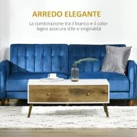 HOMCOM Tavolino da Salotto in Stile Nordico con 4 Cassetti, 100x53.3x45cm - Bianco e Color Legno(m-4)