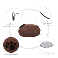 PawHut Cueva Gato Cama para Gato de Forma de Cáscara Semi-Cerrado Casa para Gatos Interior Desmontable Fieltro 47x38x24cm(m-6)