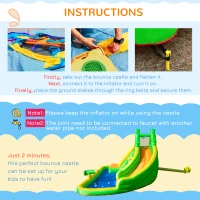 Outsunny 5 in 1 Kids Bouncy Castle Large Crocodile Style Inflatable House Slide Basket Water Pool Gun Climbing Wall with Blower Carrybag for Kids Age 3-8, 3.85 x 2.85 x 2.25m(m-5)