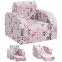 AIYAPLAY Kindersessel mit Bettfunktion, bis 3 Jahre/45 kg, Flamingo-Muster, 46,5x93x28,5 cm, Rosa(m-10)