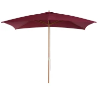 Outsunny Sombrilla de Jardín 295x200x255 cm con Mástil de Madera Varillas de Bambú y Polea Parasol Rectangular para Terraza Rojo(m-11)