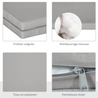Outsunny Lot de 2 Coussins de Chaise Fauteuil de Jardin Coussins d'assise déhoussables Rembourrage 5 cm Polyester Gris clair(m-4)