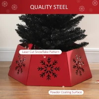 HOMCOM Christmas Tree Collar, Hexagon Christmas Tree Base Cover with Hollow Snowflake Patterns, Xmas Decoration for Party, Holiday, Home, Red(m-5)