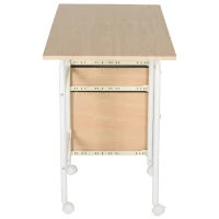 HOMCOM Mobiler Schreibtisch Aktenschrank klappbarer Computertisch Bürotisch mit Schubladen und Rollen Rollcontainer Spanplatte Metall Weiß 105 x 50 x 74 cm(m-7)