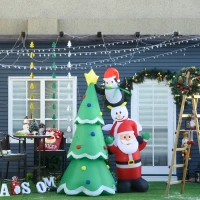 HOMCOM Albero di Natale Gonfiabile Gigante 243cm con Luci a Led e Babbo Natale, Decorazione Natalizia da Esterno Impermeabile(m-4)