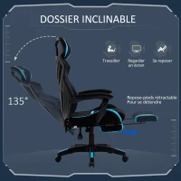 Vinsetto Fauteuil de bureau chaise de bureau ergonomique grand confort avec repose-pieds support lombaire hauteur réglable roulettes pivotantes 65 x 65 x 129 cm(m-5)