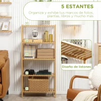 HOMCOM Estantería de Bambú de 5 Niveles Estantería de Pie Moderna para Baño Cocina Salón Dormitorio 60x26x130 cm Natural(m-4)