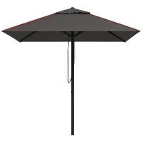 Outsunny 215cm Square Canopy Parasol, with Contrast Piping - Grey/Red(m-11)