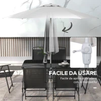 Outsunny Set da Giardino con Tavolo da Pranzo, 6 Sedie Pieghevoli e Ombrellone a Manovella, Grigio e Nero(m-7)