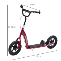 HOMCOM Kinderroller Scooter Tretroller Cityroller Kinder Roller Kickboard 12 Zoll Rot 120 x 52 x 80-88 cm(m-3)