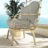 Outsunny Rattansessel Outdoorsessel, wetterbeständig, 126 cm x 72 cm x 126 cm, Natur + Grau(m-4)