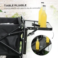 Outsunny Chariot de Jardin Pliable 4 Roues bâche Amovible poignée télescopique Inclinaison réglable Plateau Pliable noir(m-6)