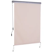 Outsunny Toldo Vertical Enrollable con Manivela Protección UV para Interior y Exterior Balcón Porche Terraza 140x250 cm Crema(m-10)
