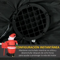 HOMCOM Papá Noel Hinchable con Cartel Navidad Hinchable con 3 Luces LED e Inflador Eléctrico 120x65x180 cm Multicolor(m-6)
