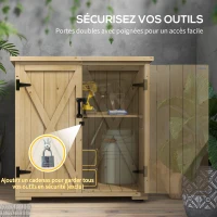 Outsunny Armoire de rangement en bois pour le jardin, Double Porte étagère réglable et Toit bitumé bois sapin(m-6)
