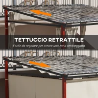 Outsunny Pergola con Tende Laterali e Tetto Retrattile in PC, in Alluminio e Metallo, 345x300x215-255 cm, Crema(m-4)