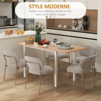 HOMCOM Table à manger extensible table de cuisine design moderne avec grand plateau 6 personnes cadre en acier marronfoncé(m-4)