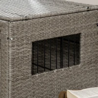 PawHut Wicker Dog Cage, Dog Crate with Lockable Door and Soft Washable Cushion for Medium to Large Sized Dogs, 85 x 61 x 70 cm, Grey(m-9)