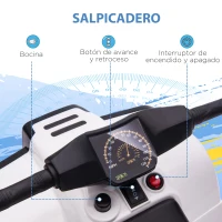 HOMCOM Quad Eléctrico para Niños 18-36 Meses Cuatrimoto Infantil a Batería 6V Faros Bocina Velocidad 0-3 km/h 65x40x43cm Blanco(m-7)