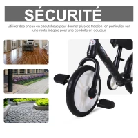 HOMCOM Vélo Enfant draisienne 2 en 1 roulettes et pédales Amovibles Roues 12" Hauteur Selle réglable pour enfants de 2 à 5 ans Acier Noir(m-7)