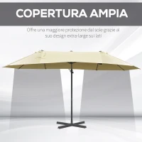 Outsunny Ombrellone Doppio in Acciaio e Poliestere Anti-UV Impermeabile Crema 440x270x250cm(m-4)