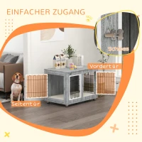 PawHut Hundekäfig Hundebox waschbares Polster, 2 Verriegelungen, 90 cm x 58 cm x 65 cm, Grau(m-6)