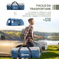 Outsunny Tenda da Campeggio per 5-6 Persone con 2 Porte, Finestre e Tasche Portaoggetti, 475x315x215 cm, Blu(m-8)