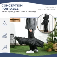 Outsunny Chaise de camping pliable avec repose-pied + Porte-gobelets + coussin appui-tête et sac de transport inclus noir(m-4)