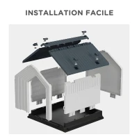 PawHut Niche pour chien pour l'extérieur, abri étanche avec fenêtre, en plastique, 62L x 61P x 60Hcm, gris(m-7)