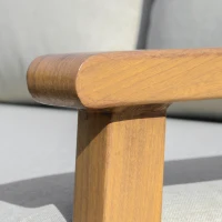 Outsunny Gartenmöbel Set für 3 Personen mit Chaiselongue Doppelsofa Tisch Natur(m-7)