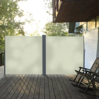 Outsunny Seitenmarkise, Sicht- und Sonnenschutz, Seitenrollo, Polyester, Creme, 6 x 1,6 m(m-2)