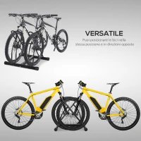 HOMCOM Rastrelliera da Terra per 2 Biciclette con Pneumatici fino 6.5 cm, Telaio Orientabile in Acciaio Nero, 60x54x57cm(m-4)
