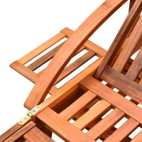 Outsunny Folding Wooden Sun Lounger, 4-Level Adjustable Garden Lounger Recliner with Side Tray and Wheels, Outdoor Reclining Sunbed with Slatted Seat and Armrests for Patio, Terrace, Teak(m-7)